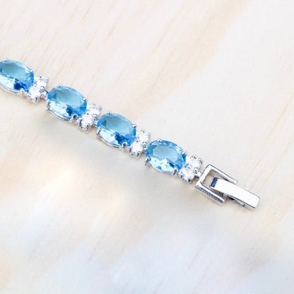 "Galia" - Aquamarine Cubic Zirconia Bridal Bracelet - More Designs