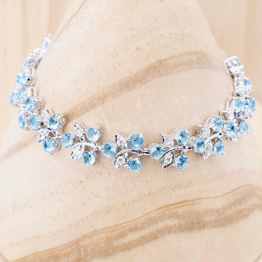 "Galia" - Aquamarine Cubic Zirconia Bridal Bracelet - More Designs