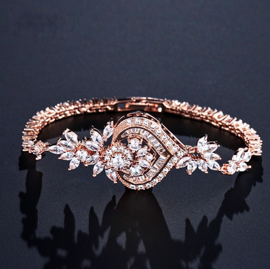 Narissa - Art Deco CZ 3-Piece Bridal Jewelry Set - Available in Silver, Rose Gold and Yellow Gold