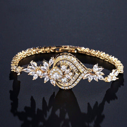 Narissa - Art Deco CZ Bridal Bracelet - Available in Silver, Rose Gold and Yellow Gold
