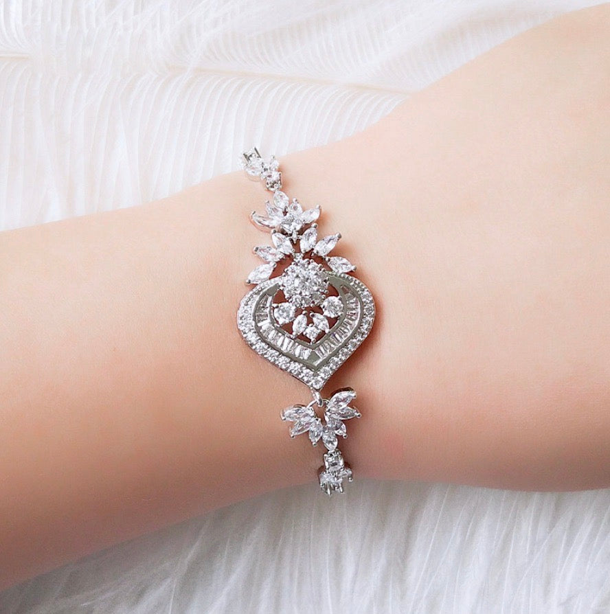 Narissa - Art Deco CZ 3-Piece Bridal Jewelry Set - Available in Silver, Rose Gold and Yellow Gold