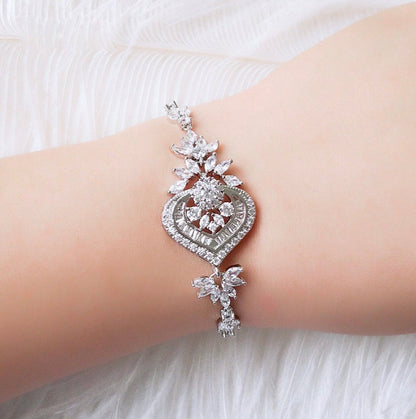 Narissa - Art Deco CZ 3-Piece Bridal Jewelry Set - Available in Silver, Rose Gold and Yellow Gold
