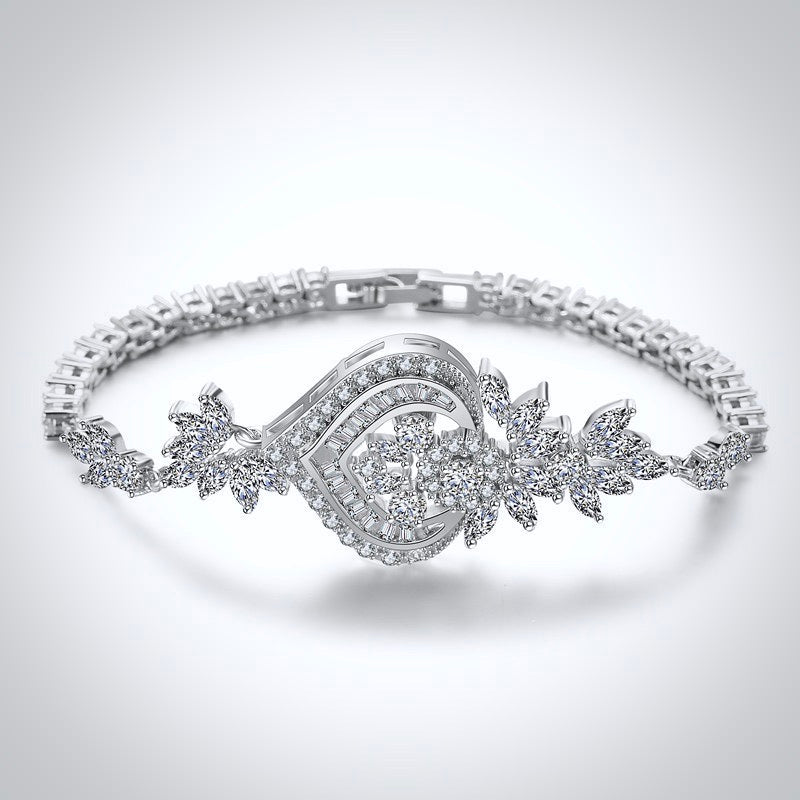 Narissa - Art Deco CZ Bridal Bracelet - Available in Silver, Rose Gold and Yellow Gold