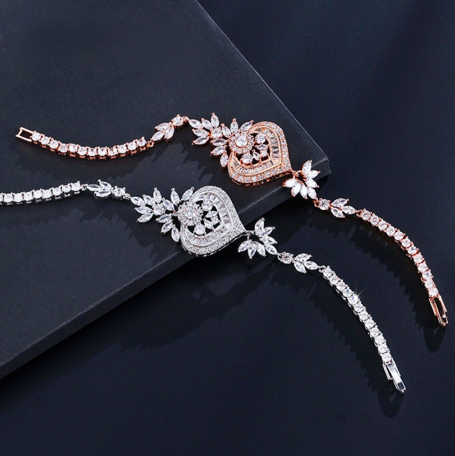 Narissa - Art Deco CZ Bridal Bracelet - Available in Silver, Rose Gold and Yellow Gold