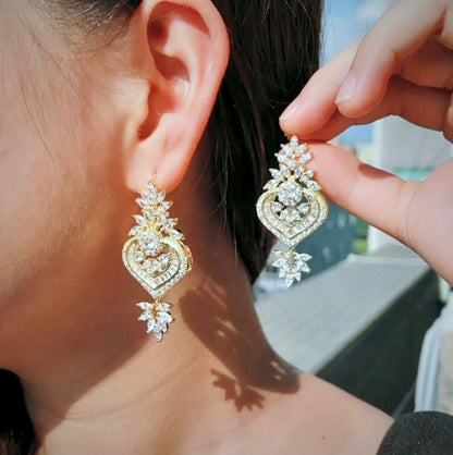 Narissa - Art Deco CZ Bridal Earrings - Available in Silver, Rose Gold and Yellow Gold