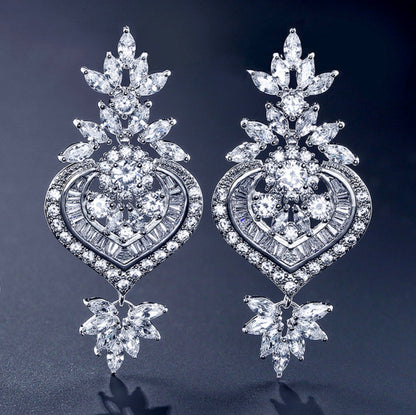 Narissa - Art Deco CZ Bridal Earrings - Available in Silver, Rose Gold and Yellow Gold