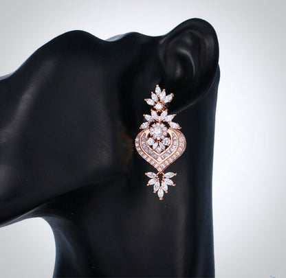 Narissa - Art Deco CZ Bridal Earrings - Available in Silver, Rose Gold and Yellow Gold