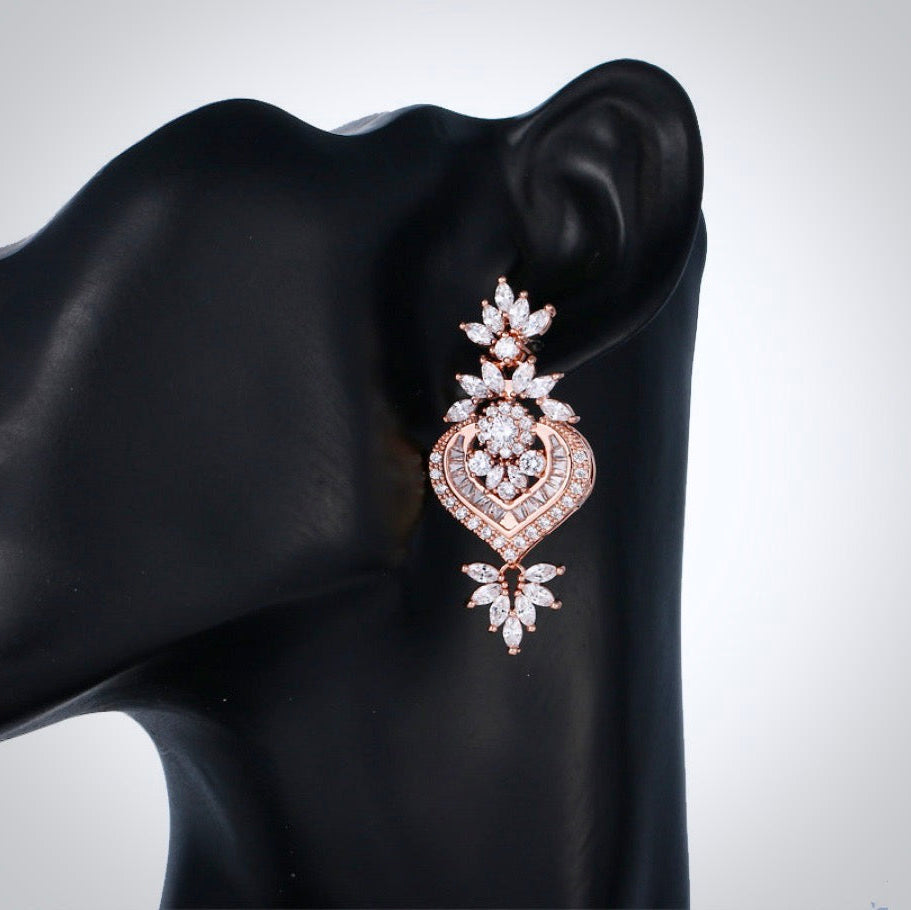 Narissa - Art Deco CZ 3-Piece Bridal Jewelry Set - Available in Silver, Rose Gold and Yellow Gold