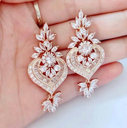 Narissa - Art Deco CZ 3-Piece Bridal Jewelry Set - Available in Silver, Rose Gold and Yellow Gold