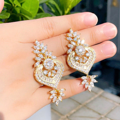Narissa - Art Deco CZ Bridal Earrings - Available in Silver, Rose Gold and Yellow Gold