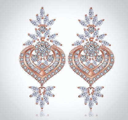Narissa - Art Deco CZ Bridal Earrings - Available in Silver, Rose Gold and Yellow Gold