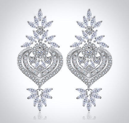 Narissa - Art Deco CZ Bridal Earrings - Available in Silver, Rose Gold and Yellow Gold