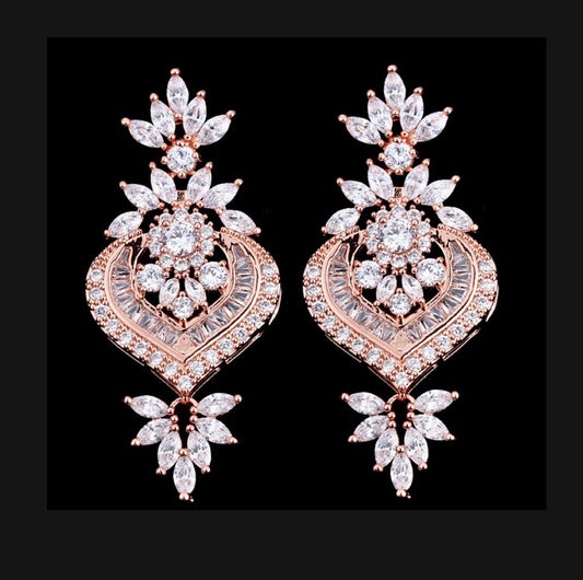 Narissa - Art Deco CZ Bridal Earrings - Available in Silver, Rose Gold and Yellow Gold