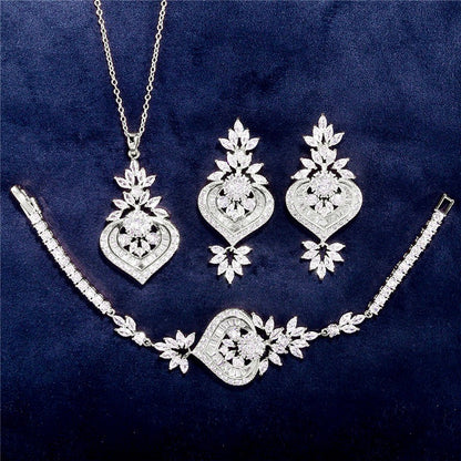Narissa - Art Deco CZ 3-Piece Bridal Jewelry Set - Available in Silver, Rose Gold and Yellow Gold
