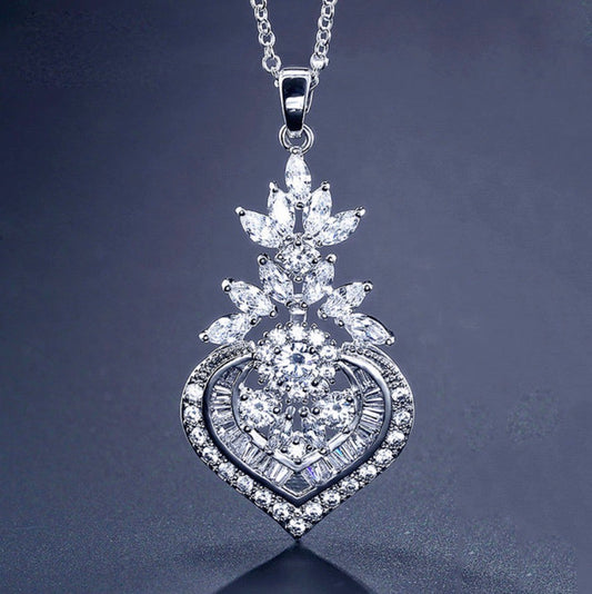Narissa - Art Deco CZ Bridal Necklace - Available in Silver, Rose Gold and Yellow Gold