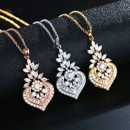 Narissa - Art Deco CZ 3-Piece Bridal Jewelry Set - Available in Silver, Rose Gold and Yellow Gold