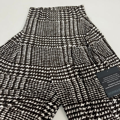 NORMA KAMALI High Waist Pleat Pant Women's Sz S/32 Chocolate Glenn Plaid Tweed