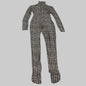 NORMA KAMALI Sleeve Open Back Catsuit Footsie Women's Sz XXS/32 Chocolate Plaid