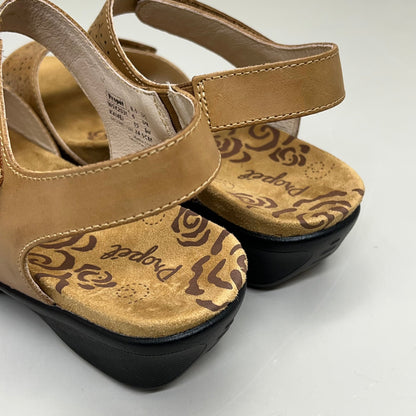 PROPET Wanda Sandal w/Wedge Heel Design Womens Sz 8.5 XX WIDE (4E) Tan WSX203L
