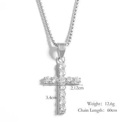 He is Risen cz Cross necklace