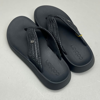 COBIAN Palmilla Braided Synthetic Leather Strap Sandals Women's Sz 7 EU 37 Black PAL25-001-07