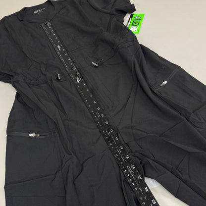 GREEN TOWN 4 Flex Scrubs Jumpsuit Cinch In Waist Women's Sz XL Black GFX-023AST