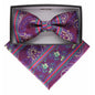 Vittorio Farina Men's Paisley Design Satin Bow Tie & Pocket Square in Gift Box