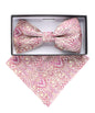 Vittorio Farina Men's Paisley Design Satin Bow Tie & Pocket Square in Gift Box
