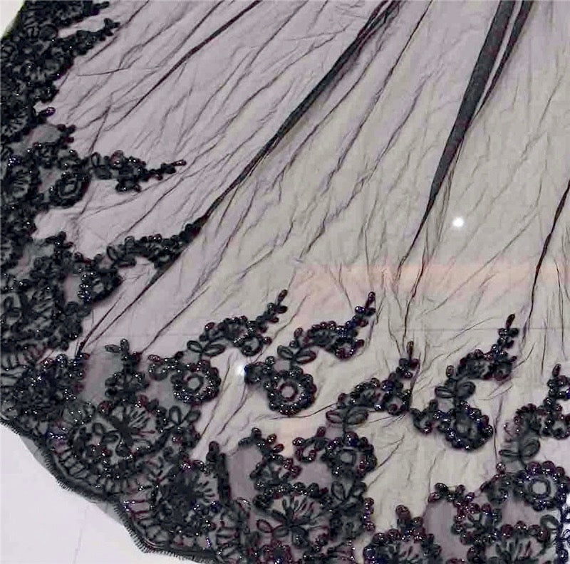 "Elvira" - Black Lace Edge Cathedral Bridal Veil