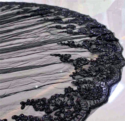 "Elvira" - Black Lace Edge Cathedral Bridal Veil