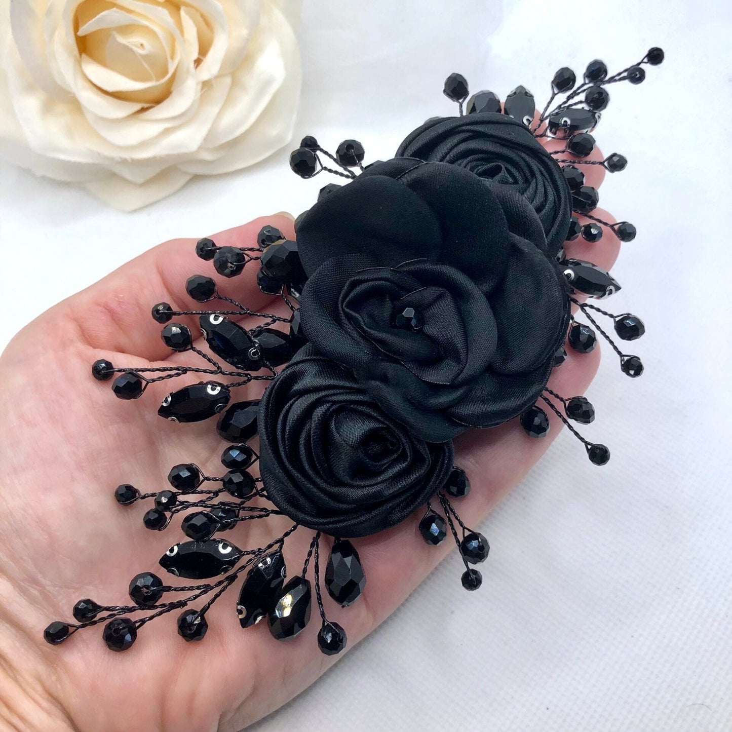 "Sonya" - Black Bridal Hair Accessory