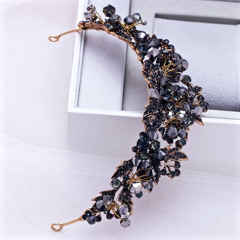 "Sansa" - Victorian Gothic Black Bridal Tiara