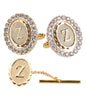 Vittorio Vico Bling Initial Cufflinks & Tie Tack Set in Gift Box