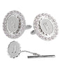 Vittorio Vico Bling Initial Cufflinks & Tie Tack Set in Gift Box