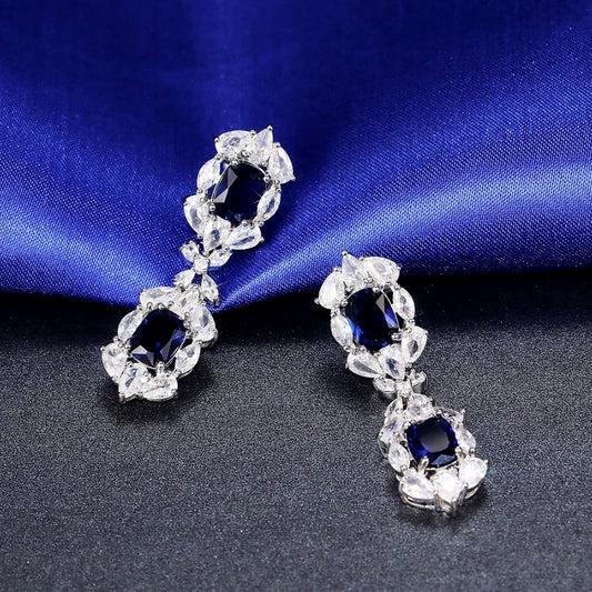 Lillia - Blue Cubic Zirconia Bridal Earrings