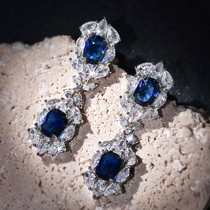 Lillia - Blue Cubic Zirconia Bridal Earrings