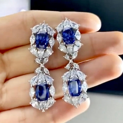 Lillia - Blue Cubic Zirconia Bridal Earrings