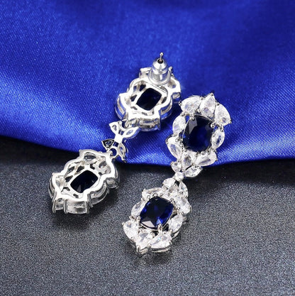 Lillia - Blue Cubic Zirconia Bridal Earrings