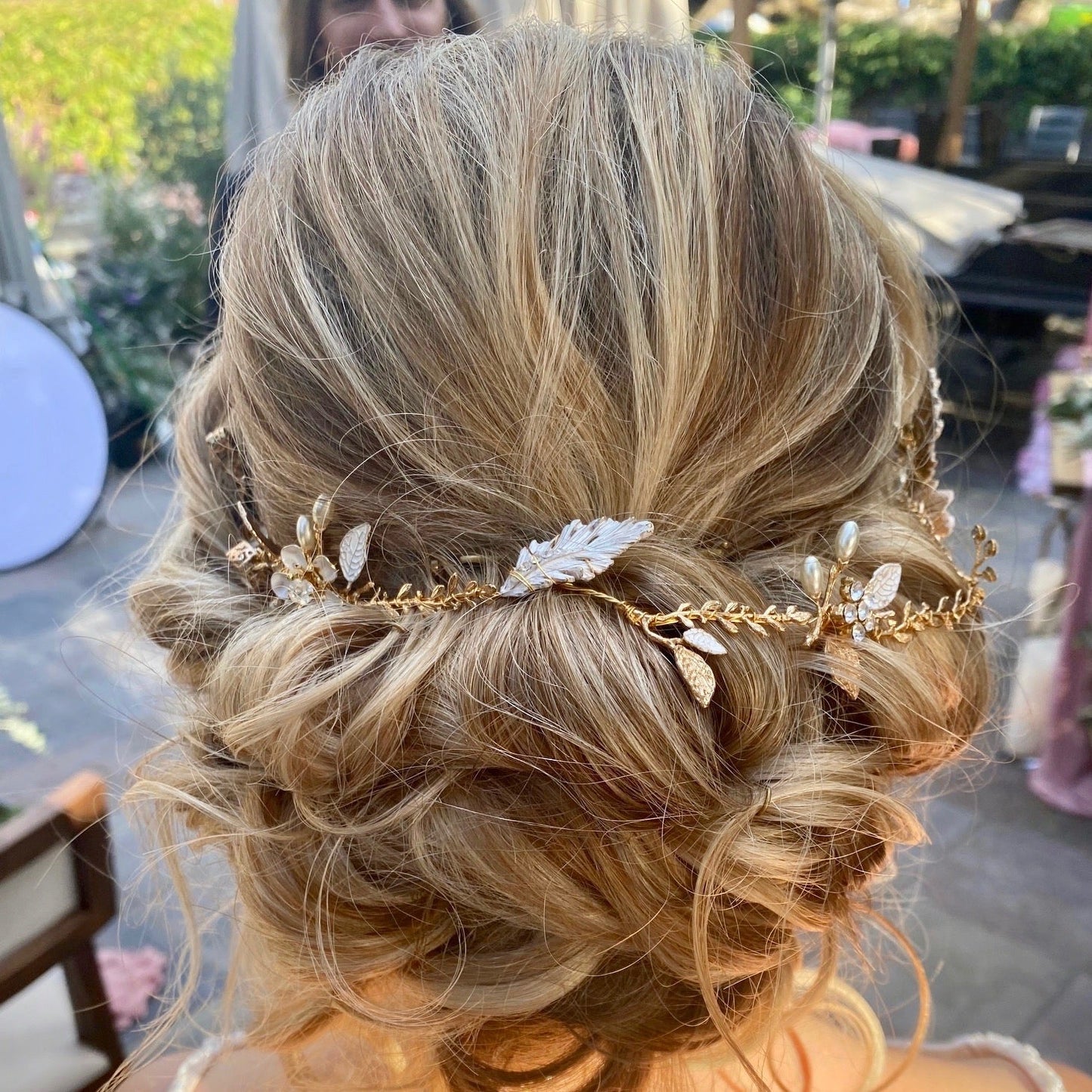 Genevieve - Bohemian Gold Bridal Headband, Hair Comb and Hair Pins Set