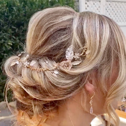 Genevieve - Bohemian Gold Bridal Headband, Hair Comb and Hair Pins Set