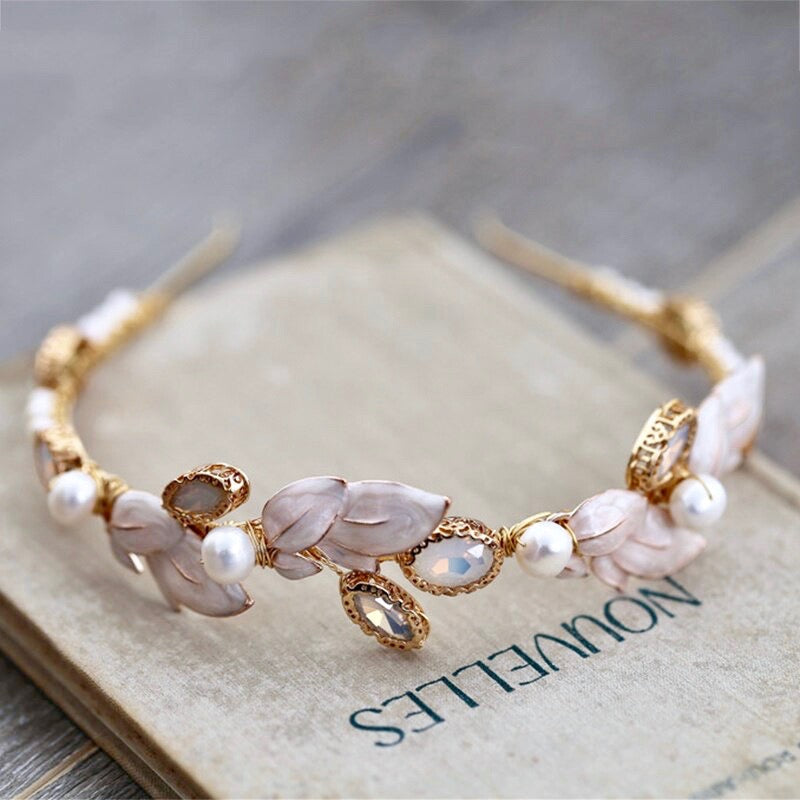 Petra - Opal and Freshwater Pearl Bridal Headband