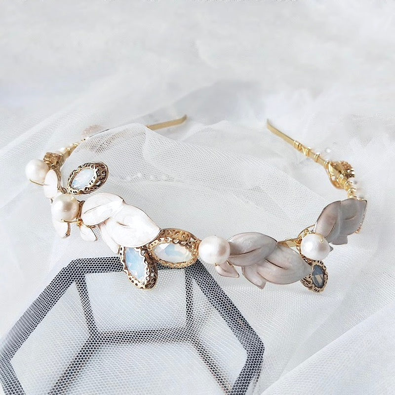 Petra - Opal and Freshwater Pearl Bridal Headband