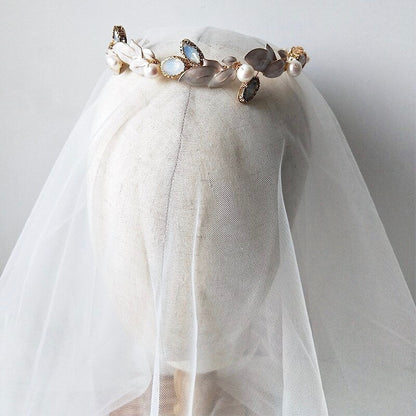 Petra - Opal and Freshwater Pearl Bridal Headband