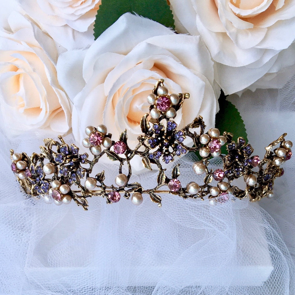 Isadora - Bohemian Gold Pearl Bridal Tiara