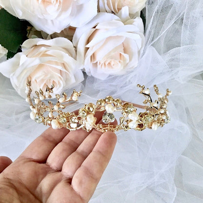 Neda - Bohemian Pearl Bridal Tiara