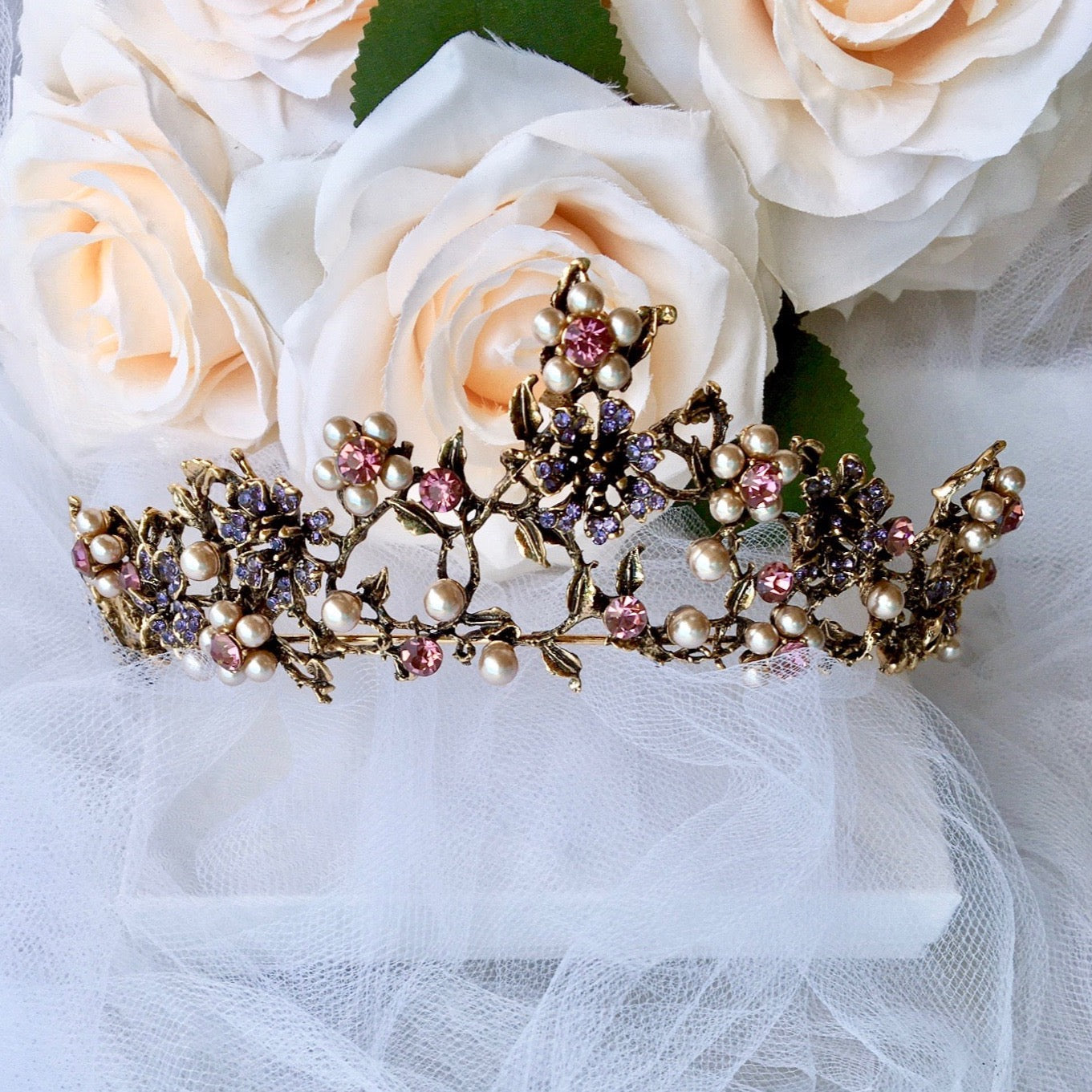 Isadora - Bohemian Gold Pearl Bridal Tiara