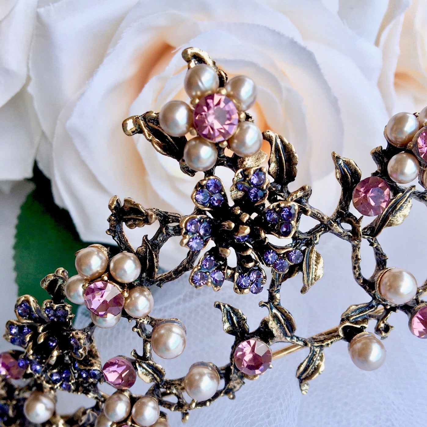 Isadora - Bohemian Gold Pearl Bridal Tiara