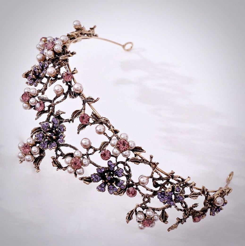 Isadora - Bohemian Gold Pearl Bridal Tiara