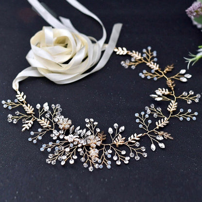 Seine - Bohemian Crystal and Pearl Bridal Belt/Sash - Available in Gold and Silver
