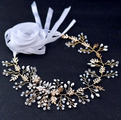 Seine - Bohemian Crystal and Pearl Bridal Belt/Sash - Available in Gold and Silver
